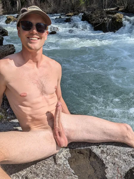 Casually naked by a rushing river 😊